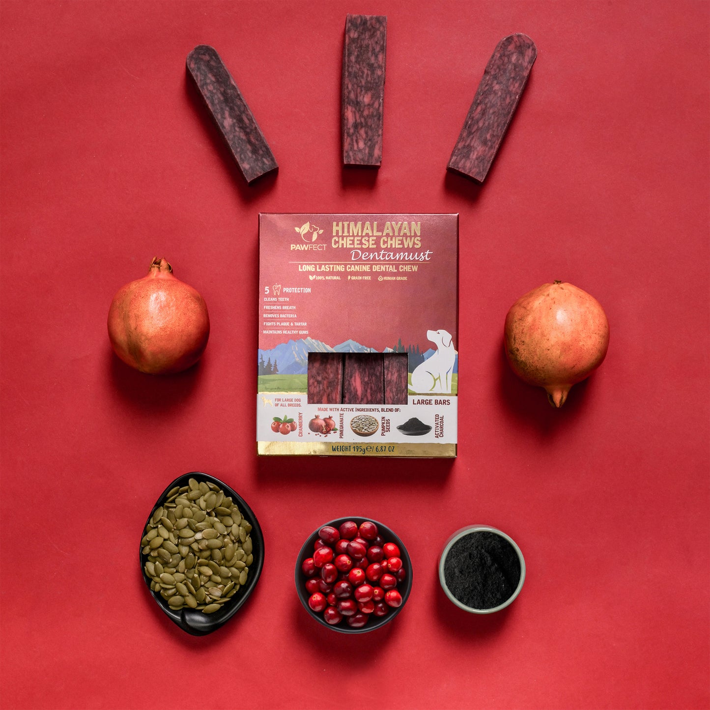 Himalayan Cheese Chews - Dentamust infused with Cranberry: Pack of 3 Chews