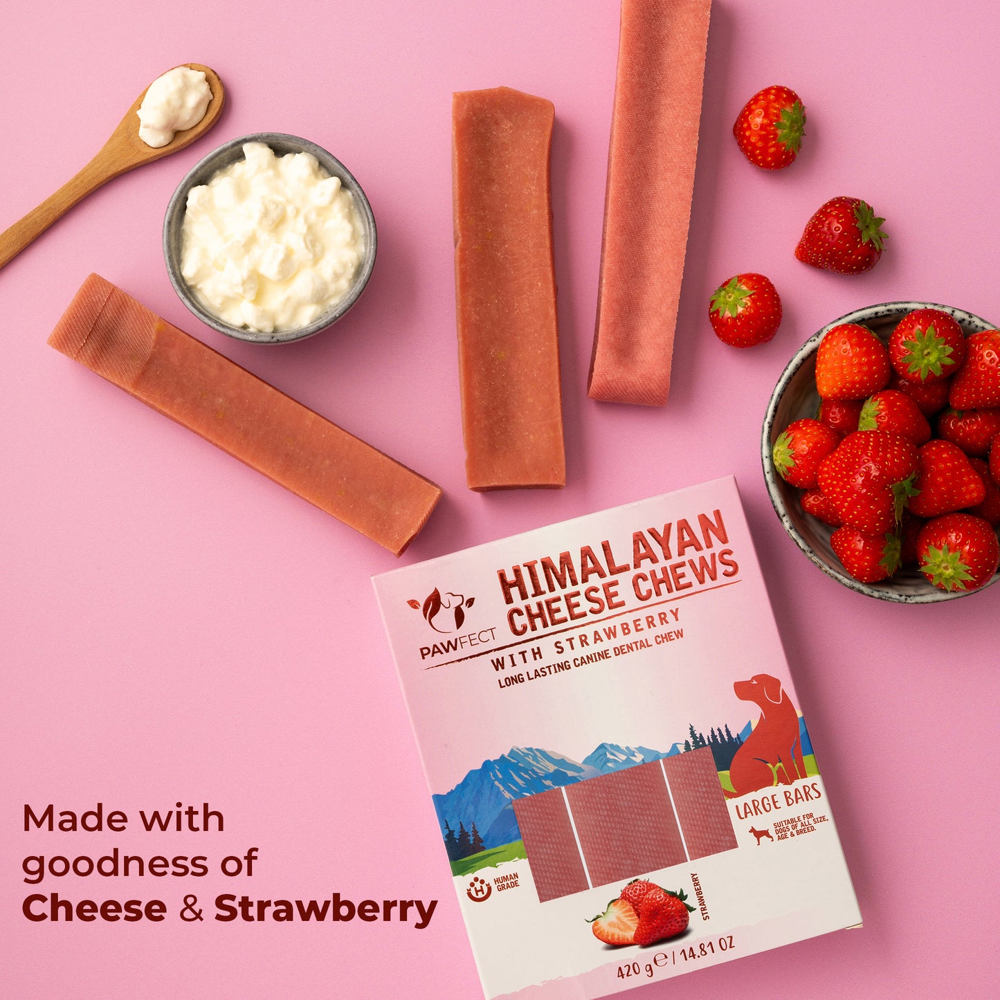 Himalayan Cheese Dental Chews - Strawberry - Pack of 3 Chews