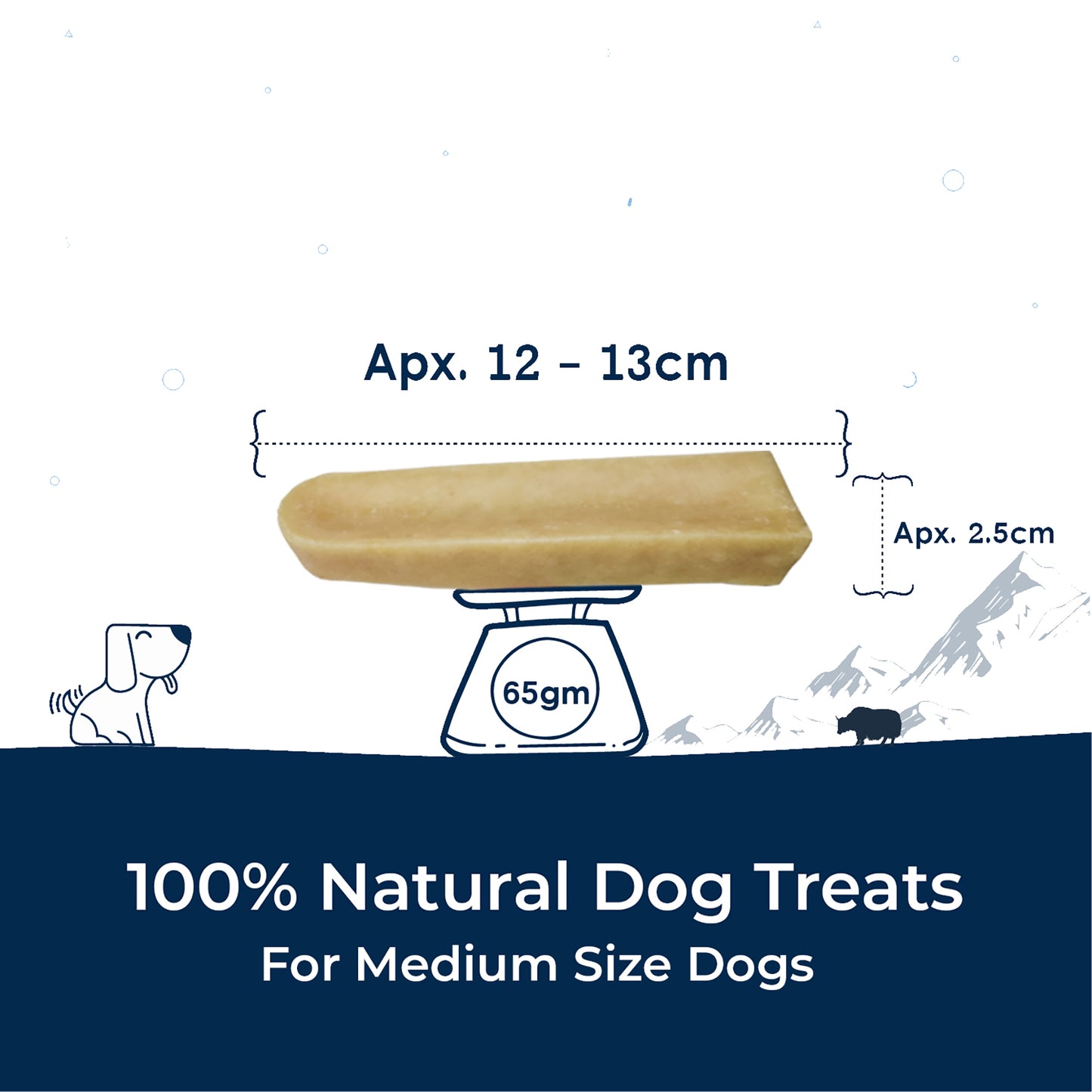 Himalayan Cheese Dental Chew - Original - Pack of 1 Chew for Medium Sized Dogs (70g/2.46oz)