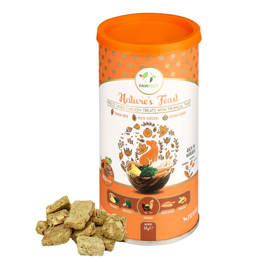 Nature's Feast Freeze Dried Dog Treats: Chicken with Tropical Twist (50g/1.76oz)