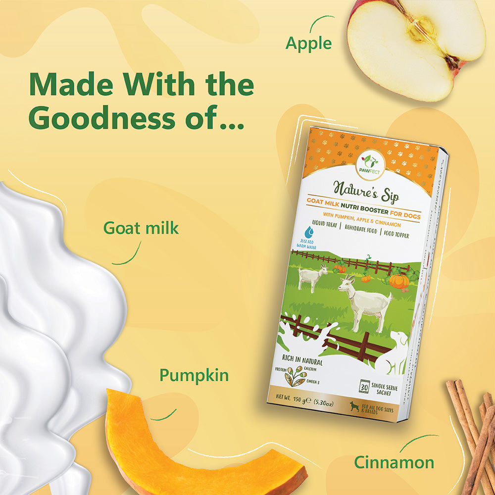 Nature's Sip for Dogs: Goat's Milk with Pumpkin, Pumpkin Seeds, Apple & Cinnamon