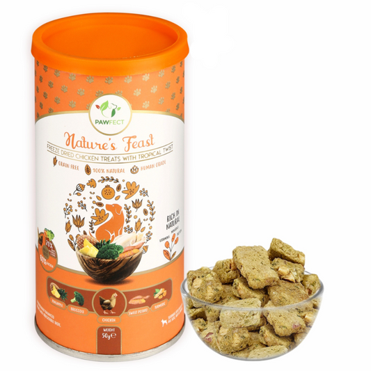 Nature's Feast Freeze Dried Dog Treats: Chicken with Tropical Twist (50g/1.76oz)