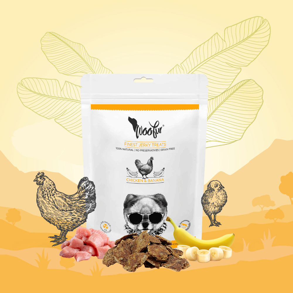 Woofur Jerky Treats: Chicken & Banana (50g/1.76oz)