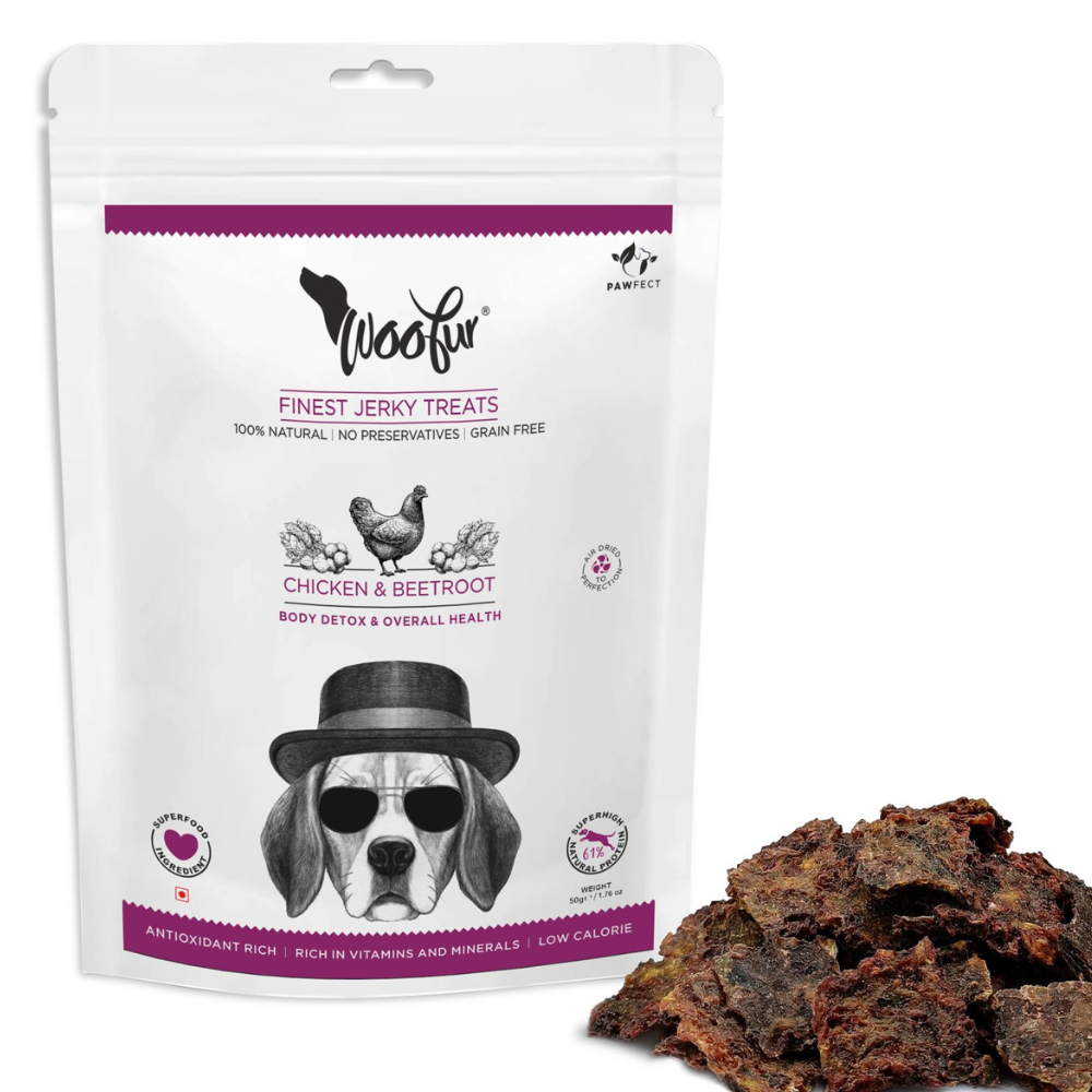 Woofur Jerky Treats: Chicken & Beetroot (50g/1.76oz)