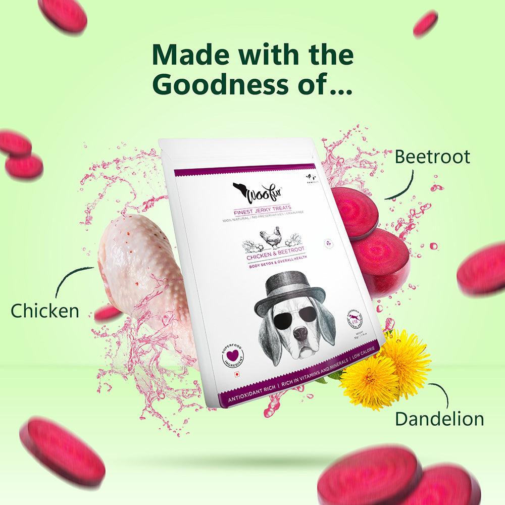 Woofur Jerky Treats: Chicken & Beetroot (50g/1.76oz)