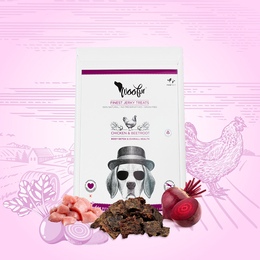 Woofur Jerky Treats: Chicken & Beetroot (50g/1.76oz) (Chewy)