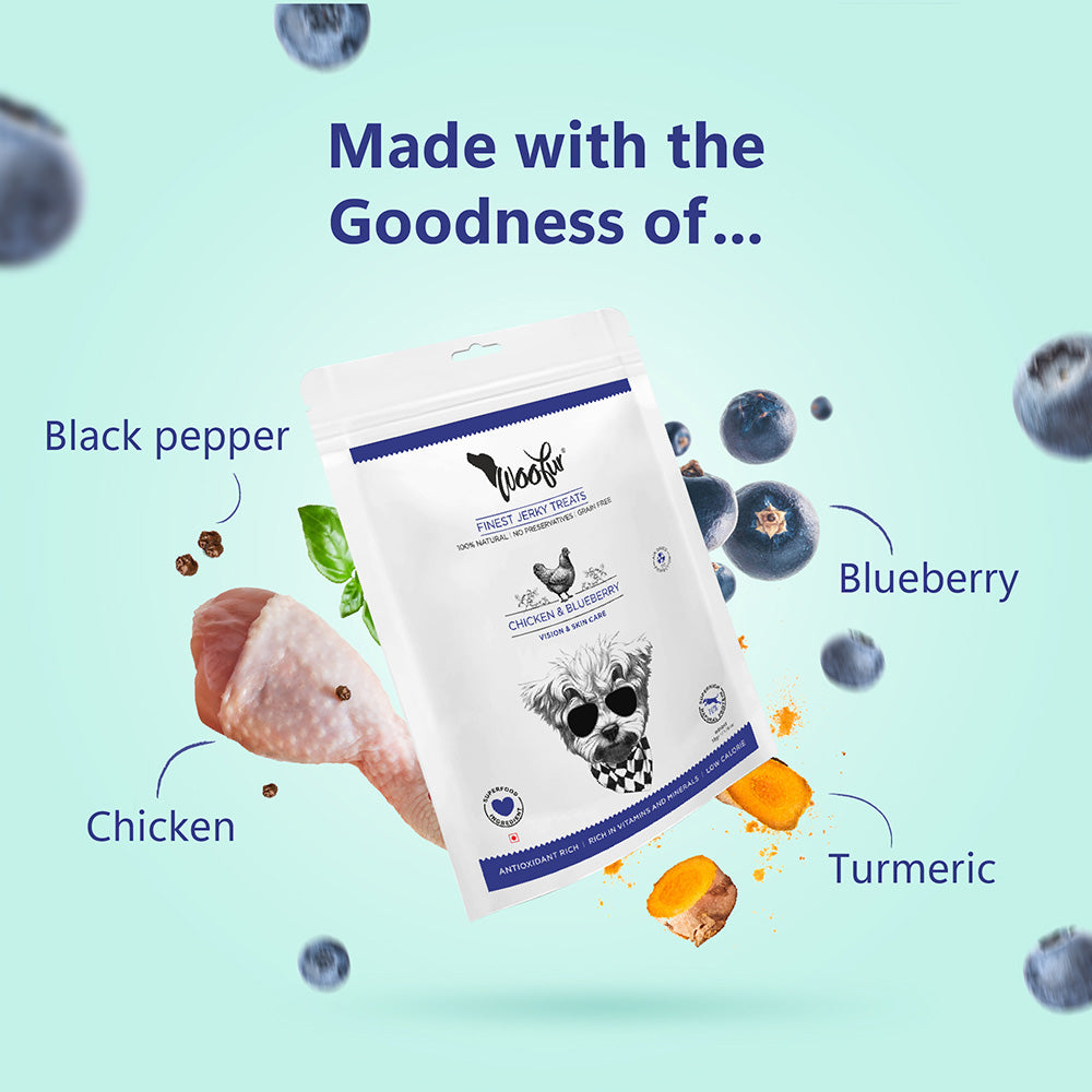 Woofur Jerky Treats: Chicken & Bluberries (50g/1.76oz)