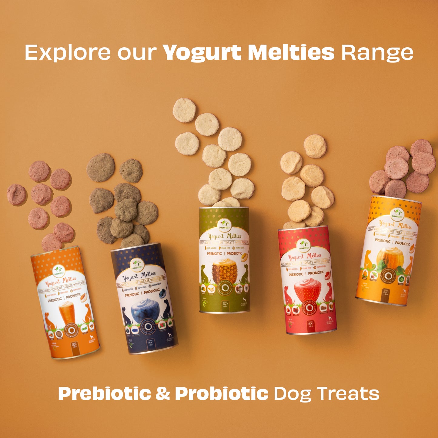 Yogurt Melties Prebiotic and Probiotic Dog Treats: Carrot & Yogurt (38g/1.34oz)