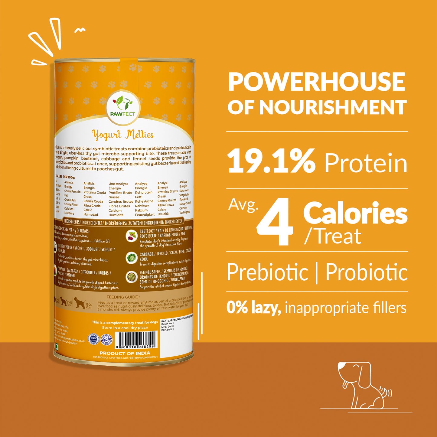 Yogurt Melties Prebiotic and Probiotic Dog Treats: Pumpkin & Yogurt (38g/1.34oz)