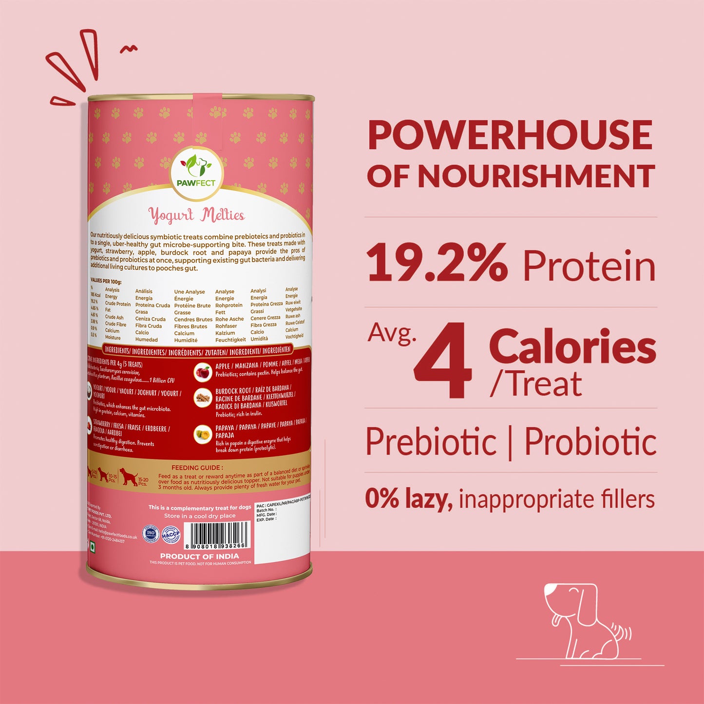 Yogurt Melties Prebiotic and Probiotic Dog Treats: Strawberry & Yogurt (38g/1.34oz)