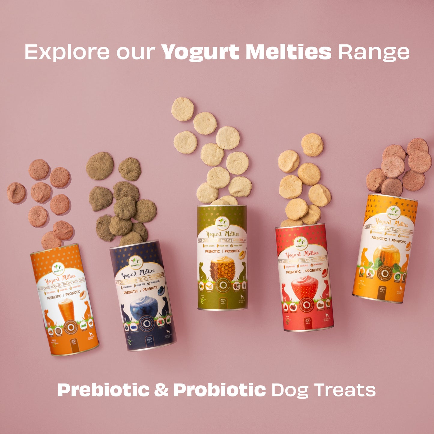 Yogurt Melties Prebiotic and Probiotic Dog Treats: Strawberry & Yogurt (38g/1.34oz)