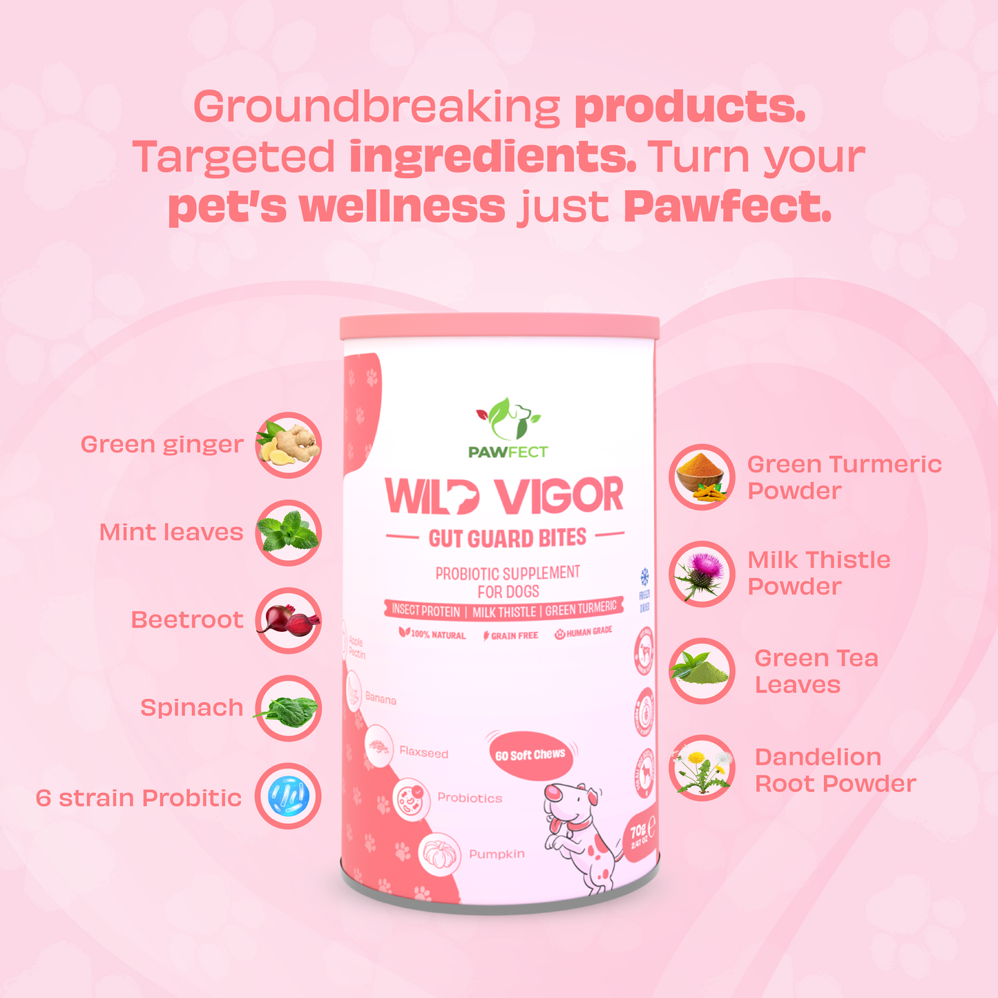 Pawfect Wild Vigor Gut Guard Bites (70g/2.46oz)