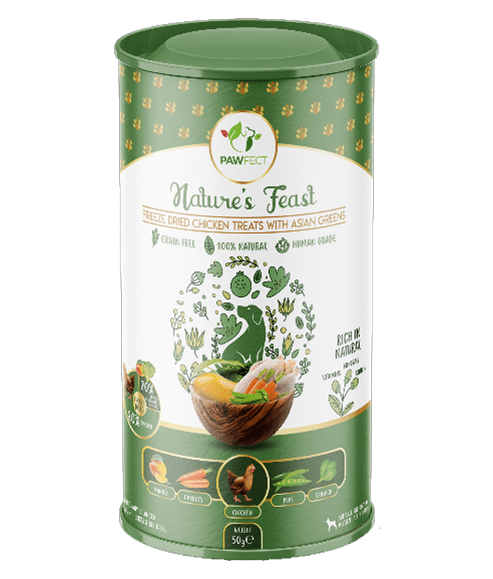 Nature's Feast - Freeze Dried Chicken Treats with Asian Greens for Dogs