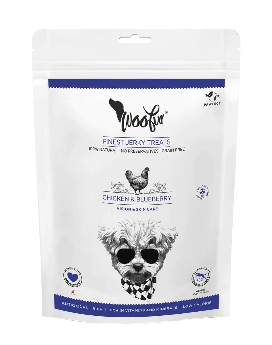 Woofur Air Dried Jerky Treats for Dogs - Chicken & Blueberry