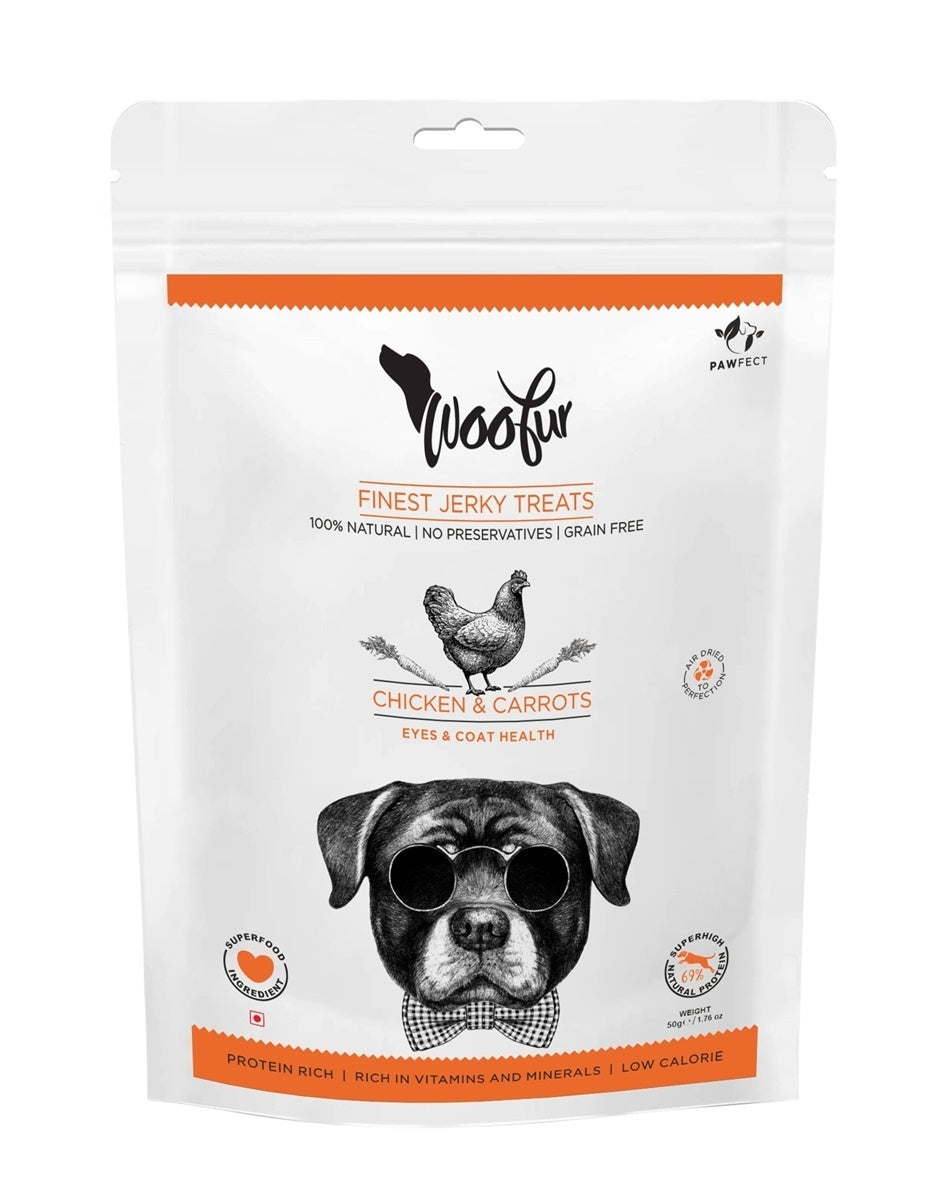 Woofur Air Dried Jerky Treats for Dogs - Chicken & Carrot