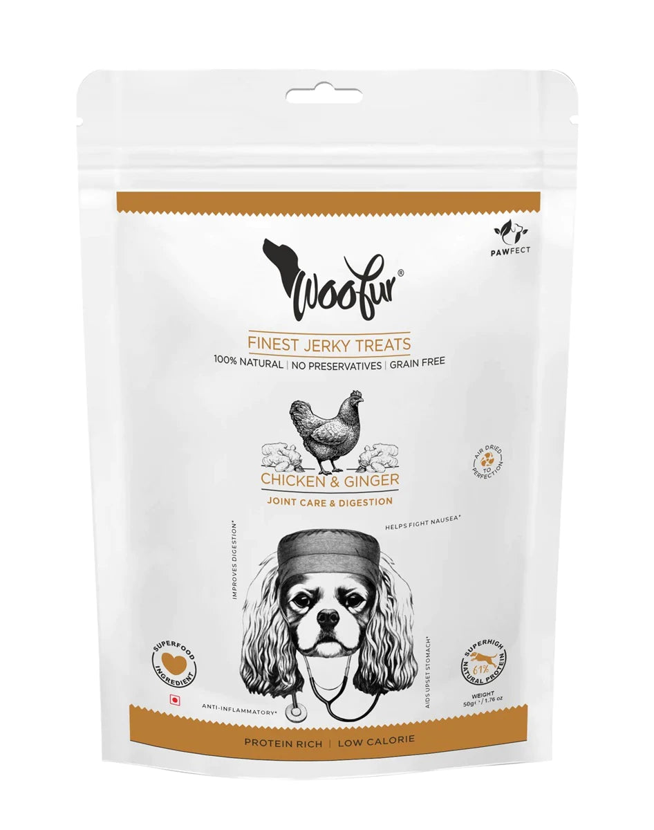 Woofur Air Dried Jerky Treats for Dogs - Chicken & Ginger